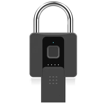 1 Peça de Armazém Cadeado Inteligente de impressão digital Cadeado Impermeável APLICATIVO Remoto Desbloquear o Carregamento por USB Interface de Assaltante de Bloqueio