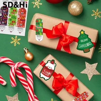 100pcs Bonito Feliz Natal Adesivos Presente Decorativo de Vedação Adesivos Caixa de Embalagem Etiqueta de Natal Tags