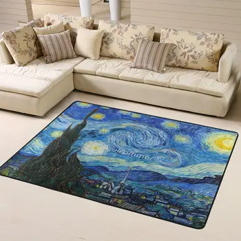 120x160cm 1889-Vincent Van Gogh-A Noite Estrelada-73x92 Um Tapete Tapete Carpete