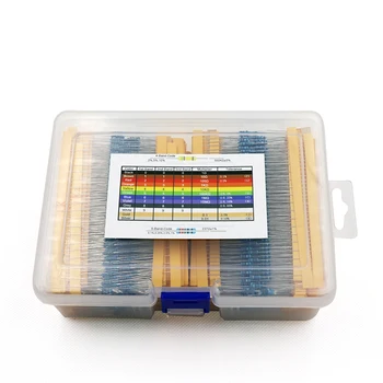 130 tipos, 2600 1/4W de resistores de filme de metal pacote de componentes, 0.25 W série completa valores de resistência (box)