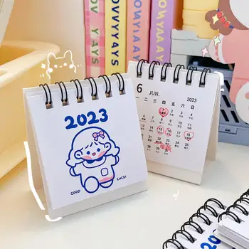 2023 Calendário de Mesa Lisa de Viragem de Página Decorativos, desenhos animados Bonitos Data de Registo De 2023 Simples Ano Novo Calendário para o Office
