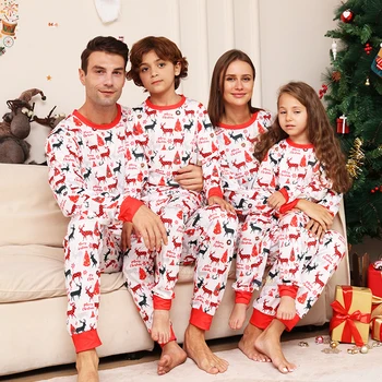 2024 De Natal De Família, Combinando Roupas De Ano Novo De Natal Pijama Filhos Adultos Bebê Veado Impressão Pijamas De Família Pijamas, Roupas De