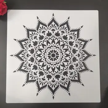 30 *30cm Grande Mandala Geometria BRICOLAGE, Pintura de Parede de Camadas de Estênceis Scrapbook Colorir Relevo Álbum Decorativas Modelo N3