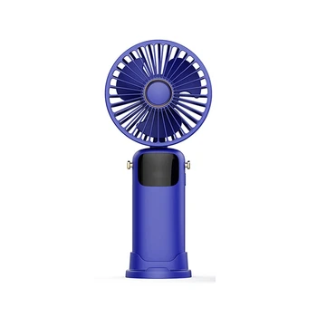 3000Mah Verão Portátil Ventilador Portátil Dobrável Fã de Carregamento USB de Alta Potência do Vento do Ventilador Com LED Tela Para o Estudante Azul
