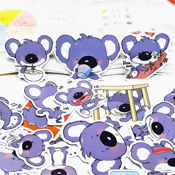 40pcs Animal Bonito Koala Forragem Adesivos Pacote de Lado os Livros de desenhos animados Diário Criativo Diy Pequena Translúcido DIY de Artesanato Álbuns de Fotos