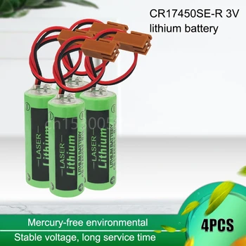 4PCS A02B-0200-K102 A02B-0200 Baterias Li-ion CR17450SE-R CR17450 CR17450SE 3V PLC Bateria com Marrom Plug
