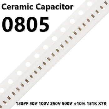 (50pcs) 0805 150PF 50V 100V-250V 500V ±10% 151K X7R 2012 Capacitores Cerâmicos SMD