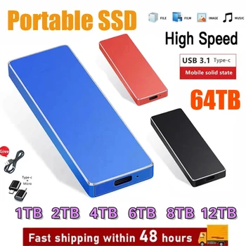 64TB Portátil Disco SSD de Alta velocidade, Unidades de disco Rígido Externas 16TB 8TB USB3.0 Interface De Ssd Flash Drive Para Notebook/Desktop Ps4