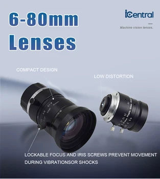 Alta Qualidade iCentral lente EFL80mm 100MP amplo ângulo de visão lentes de focalização industrial de detecção de câmeras de visão ponto de referência
