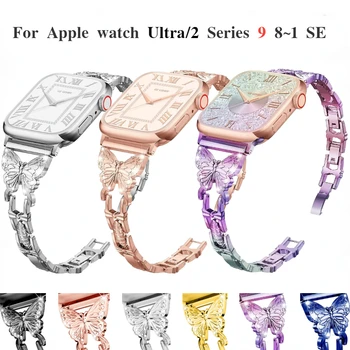 Alça de Metal Para Apple relógio Ultra/2 49mm Série 9 8 7 45mm 41mm de aço Inoxidável, bracelete de banda Para o iWatch 6 5 4 3 SE 44mm 40/42mm