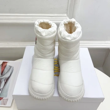 Branco Plus Veludo Tornozelo Botas De Tiras Zapatos Para Mujeres Televisão Saltos Senhoras Bota Feminina Ronda A Cabeça Das Mulheres Sapatos De Inverno 2023