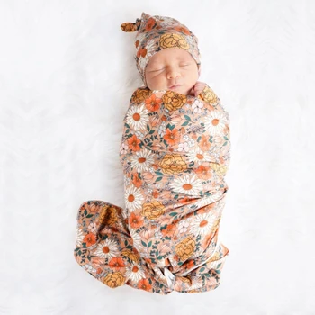 Cartoon de Impressão Recém-nascido Swaddles Toalha de Receber um Cobertor, com o Chapéu do Beanie Babies Fotografia com Adereços, Acessórios Infantil
