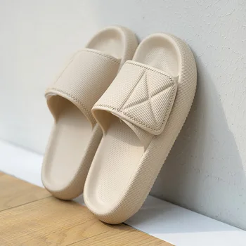 Casa criativa plataforma chinelos de EVA antiderrapante sapatos femininos para interiores de Casa de banho, chinelos de mulher