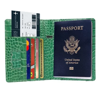 Couro genuíno Capa de Passaporte de Crédito, Cartão de IDENTIFICAÇÃO de Portadores de Negócios Unisex Caso RFID Bloqueio Organizador de Documentos Carteira de Caixa de