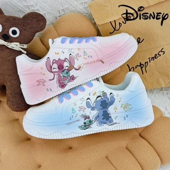 Disney Lilo & Stitch Impressão De Desporto, Sapatos De 2023 Branco Novo Par De Sapatos Casuais, O Tênis Da Maré Tênis De Desenhos Animados Tênis
