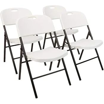 Dobrável Cadeira De Plástico, De 350 Quilos De Capacidade, Branco, 4-Pack