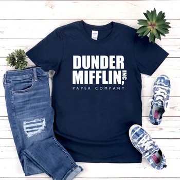 Dunder Mifflin T-shirt Do Office Dom de Dwight Schrute Shirt Engraçada de TV T-Shirt Dunder Mifflin Paper Company Unisex Tees Tops