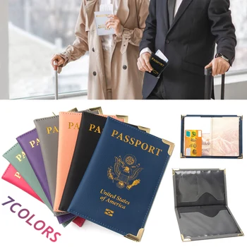 EUA Passaporte de Capa de Couro PU de Viagem American Titular do Passaporte Personalizado Emblema da Águia Careca Titular do Passaporte Caso de Documento de Caso