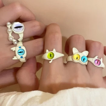 Engraçado Anel com a Boca Aberta Índice de Anéis de Dedo de Nicho Projetado Amigo Anel de Abertura de Moda da Coleção de Jóias