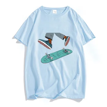 Homens/mulheres de desenhos animados Manga T-shirts Skate Gráfico T-Shirt 100% Algodão Vestuário Casual Streetwear de Manga Curta-O-pescoço Tshirts