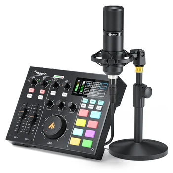 MAONOCASTER AM100 K1 Tudo Em Um Kit Profissional de Podcasting Placa de Som do Estúdio de Gravação Microfone de Condensador de Interface de Áudio