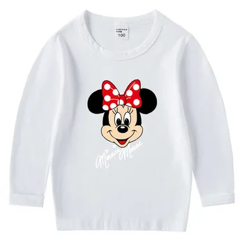 MINISO Disney Mickey Mouse e Pato Donald Polo2023 Crianças Versátil Assentamento T-shirt de mangas compridas Superior a Primavera e o Outono