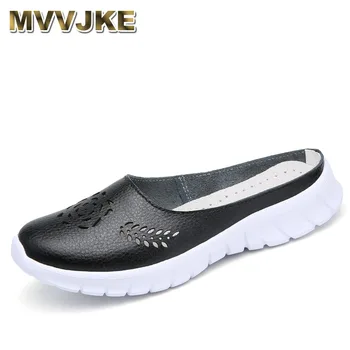 MVVJKEHot 2020 sólido mulheres sandálias de verão, chinelos de quarto flip-flops de couro genuíno de sandálias de senhoras de cordões de sapatos femininos entupir