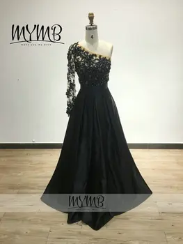 MYMB VESTIDO da Nova Coleção Black Lace Vestido de Noite Elegante de Um Ombro A Linha Mulher de uma Noite de Festa Vestidos de MY41119