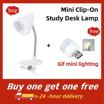 Mini Clip-On Escrivaninha, Lâmpada Alimentada por Bateria Flexível de Cabeceira, Candeeiro de Mesa, Iluminação de Lâmpadas de LED Mini Livro de Leitura Leve a Luz
