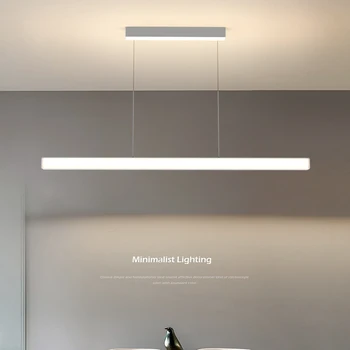 Minimalista LED Restaurante Lustre Moderno Longa Faixa Ilha de Cozinha Pingente de Luz Para a Mesa de Bar Office Decoração Hanging Lamp