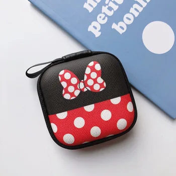 Minnie do Mickey de Disney dos desenhos animados bolsa da moeda do ponto de menino menina moeda saco de fone de ouvido bolsa de embreagem carregador cabo de dados da caixa de armazenamento de bolsas