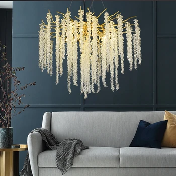 Moderno lustre de sala de estar, sala de jantar, quarto lustre, dendríticas cristal de seqüência de caracteres do candelabro da iluminação interior lâmpadas de cristal