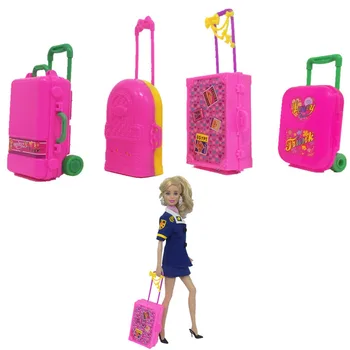 NK 4 Pcs Princesa da Moda Móveis de Plástico Crianças de Viagem de Comboio Mala de Diversas Bagagens Para a Boneca Barbie Acessórios Menina Dom de Brinquedo