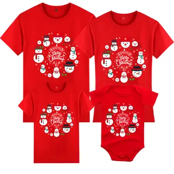 Natal da Família combinar Roupas de Ano Novo Meninas Menino Mãe Pai T-shirt de Manga Curta de Algodão de Impressão de desenhos animados para Adultos de Crianças T-shirt