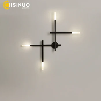 Nordic Ramos Lâmpada de Parede Preto LED Multi Braços Luzes fixadas na Parede de Cabeceira Para Sala de estar Iluminações Interiores Decoração 110V 240V