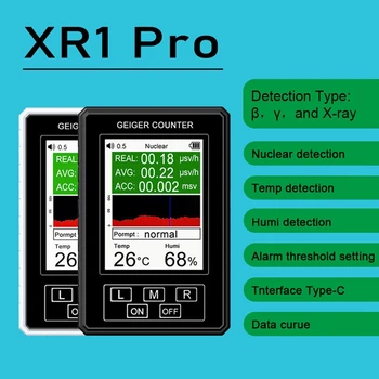 Novo XR1-Pro Nuclear Detector de Radiação Geiger Counter X Γ Β Raios Radioativos Testador Thermohygrometer EMF Medidor
