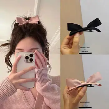 Novo coreano Bonito 3D Arco de Cabelo Pin Meninas Elegantes Pino de Cabelo cor-de-Rosa Preto Princesa Headwear Meninas Crianças de Acessórios de Cabelo
