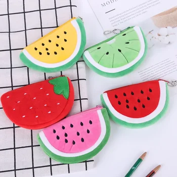O Coreano Instagram Cartoon Torta De Frutas Bolsa Da Moeda Aluna Bonito Portátil Mini Pelúcia Melancia Abacaxi Moeda Saco