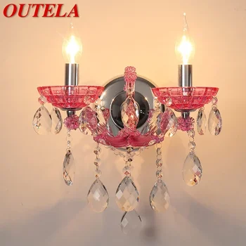 OUTELA Estilo Europeu de Cristal da Lâmpada de Parede cor-de-Rosa Meninas' Sala da Lâmpada da Vela de Luxo, Sala de estar, Restaurante Villa Quarto