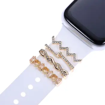Os Encantos de Metal Decorativos Para a Apple Faixa de Relógio de Diamante de Enfeite Inteligente Relógio de Pulseira de Silicone Para iwatch Pulseira Acessórios