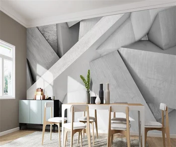 Papel de parede personalizado 3d mural abstrato 3D estéreo de cinza geometria Café do hotel na parede do fundo da geometria decoração sala de estar