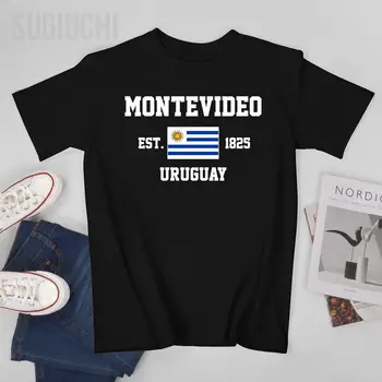 Patriótica Bandeira do Uruguai EST.1825 Montevidéu Homens Camiseta Camisetas T-Shirt O-pescoço T-Shirts Mulheres, Meninos de Roupas 100% Algodão