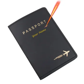 Personalizada, Capa de Passaporte com Nome Avião Preto-e-Branco do Titular do Cartão de Documento de Viagem, Saco de Armazenamento de Passaporte