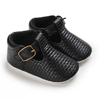 Preto Pu Couro Bebê Meninos Sapatos Casuais Macio de TPR Sole Infantil Primeiros Caminhantes Criança Calçados Casuais 11 cm 12 cm 13 cm