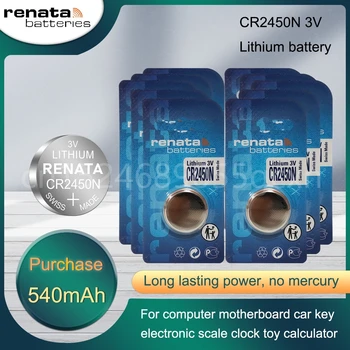 RENATA CR2450 CR 2450 KCR2450 LM2450 5029LC Bateria de Lítio de 3V para o Brinquedo auxiliares de Audição Escala Botão Calculadora de Célula tipo Moeda