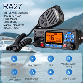 Retevis RA27 Marinha VHF Rádio Transceptor 25W IP67 Impermeável GPS NOAA Montagem Fixa, Classe D DSC Marinha Transceptor (EUA/INT/PODE)