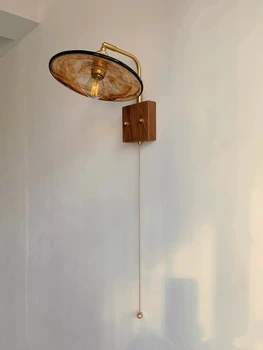 Retro Lâmpada de Parede Moderna e Minimalista, Latão, Vidro Estudo e Quarto Restaurante Japonês de Cabeceira Nogueira Ins Luz da casa de Banho