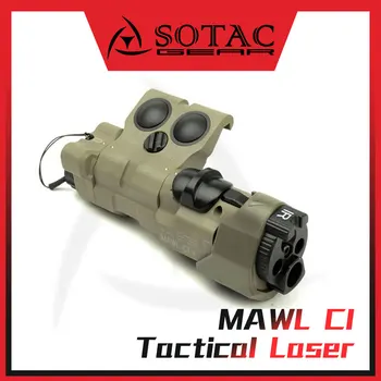 SOTAC MAWL C1 Tactical Laser Verde a Luz Apontando Arma de Caça de Lanterna Dupla Função de Interruptor de Pressão