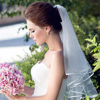 Simples, Curto de Tule Véus de Casamento Baratos Branco Marfim Véu de Noiva para Noiva para Mariage Acessórios do Casamento