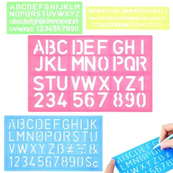 Stencils Carta De Estêncil Número De Pulverização Alfabeto Impressão De Plástico Modelos De Ofício Uso Diy Reutilizáveis Delicado Diário Brinquedos Lavável